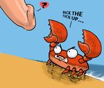  ? ambiguous_gender arthropod beach crab crustacean dialog english_text human male mammal marine penis sand sea seaside text water x3dreturns 