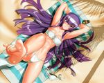  barefoot beach bikini busujima_saeko cleavage highschool_of_the_dead inazuma long_hair purple_hair swimsuit 