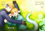  animal_ears antlers axis_powers_hetalia blonde_hair blue_eyes blush fangs finland_(hetalia) glasses gloves male_focus multiple_boys purple_eyes rebasashi sweden_(hetalia) tail 