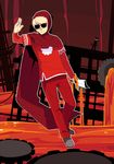  blonde_hair broken broken_sword broken_weapon cane cape dave_strider gears glasses homestuck hood male_focus shadow soundphase sunglasses sword terezi_pyrope weapon 