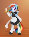  anthrofied blue blue_fur blush bread butter clothing drink equine female food friendship_is_magic frilly_hairband fur hair horse looking_at_viewer maid maid_uniform mammal multi-colored_hair my_little_pony pegasus pony purple_eyes rainbow_dash_(mlp) sandwich simple_background smile solo straw sunflic toast wings 