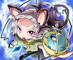  animal_ears bad_id bad_pixiv_id capelet cloud grey_hair hair_ornament jewelry mouse mouse_ears mouse_tail nazrin red_eyes shinoasa short_hair sky solo tail touhou 