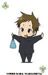  animated animated_gif bag brown_hair card chibi club_(shape) fukube_satoshi hiragana holding hyouka lowres open_mouth outstretched_arms playing_card polka_dot school_uniform simple_background smile spread_arms swinging white_background 