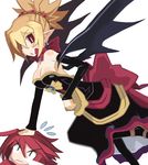  adell adell_(disgaea) bat_wings blonde_hair breasts disgaea dress makai_senki_disgaea_2 red_eyes red_hair rozalin wings 