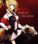  bad_id bad_pixiv_id blonde_hair blue_eyes breasts copyright_name dress dual_wielding gun hand_on_hip handgun high_collar holding kitsune_numako large_breasts legretta_(tales) long_hair ponytail shawl short_dress solo tales_of_(series) tales_of_the_abyss weapon 
