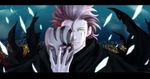  bad_id bad_pixiv_id blood blood_on_face cape fate/prototype fate_(series) green_eyes letterboxed male_focus mask perseus_(fate) red_hair solo tomose0224 