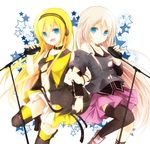  bad_id bad_pixiv_id blonde_hair blue_eyes boots braid ia_(vocaloid) lily_(vocaloid) long_hair looking_at_viewer microphone microphone_stand multiple_girls navel open_mouth skirt smile thigh_boots thighhighs twin_braids very_long_hair vocaloid yonema 