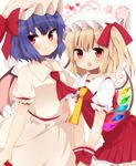  :d bad_id bad_pixiv_id blonde_hair blue_hair flandre_scarlet hat hat_ribbon multiple_girls open_mouth red_eyes remilia_scarlet ribbon saibi short_hair smile touhou wings wrist_cuffs 