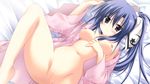  bed blush breasts censored gakuou game_cg japanese_clothes korie_riko nipples nude purple_hair pussy_juice tenguji_aquarius_uduki vagina wet 