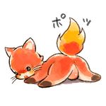  canine chibi fire firefox fox lying male mammal pixiv simple_background solo 