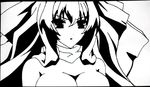  1girl aoi_kimi breasts cleavage female highres kyoukai_senjou_no_horizon kyoukaisenjou_no_horizon monochrome scarf solo 