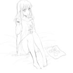  :t artoria_pendragon_(all) bare_legs barefoot bottomless chips fate/stay_night fate_(series) flandre_scarlet food greyscale kirisame_marisa knees_together_feet_apart long_hair monochrome potato_chips saber shirt sketch solo t-shirt touhou tusia wings 