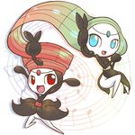  1girl alternate_form blue_eyes gradient_hair green_hair meloetta multicolored_hair no_humans pokemon pokemon_(game) red_eyes red_hair 