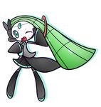 1girl concave cosplay crossover green_hair hatsune_miku_(cosplay) meloetta microphone no_humans pokemon simple_background vocaloid white_background 