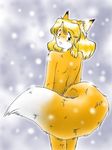  fox_girl green_eyes looking_at_viewer looking_back nude pisipisi smile snow 