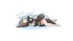  animal_ears black_hair foxgirl kiss long_hair nanako_(shiroganeusagi) photoshop shiroganeusagi short_hair tail white white_hair yuri 