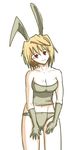 arcueid_brunestud bad_anatomy bare_shoulders blonde_hair bra breasts choker cleavage gloves impossible_clothes large_breasts mike_angel panties red_eyes short_hair smile solo strapless strapless_bra tsukihime underwear 