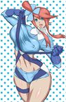  1girl blue_eyes breasts fuuro_(pokemon) highres huge_breasts pixiv_manga_sample pokemon red_hair resized uya_(yurukah) 