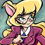  blonde_hair breasts callie_birggs callie_briggs cat eyewear feline female glasses green_eyes hair long_hair low_res mammal necktie suit swat_kats thweatted 