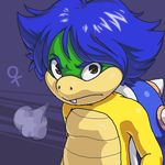  black_background blue_hair crossgender female hair koopa koopalings looking_at_viewer ludwig_von_koopa mario_bros nintendo pimmy plain_background reptile scalie turtle video_games yellow_skin 