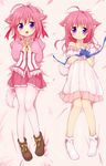  :d ahoge animal_ears bad_id bad_pixiv_id blush bow dakimakura dog_days dog_ears dog_girl dress frills hair_ribbon highres long_sleeves millhiore_f_biscotti miyashita_nano multiple_views open_mouth pantyhose pink_hair purple_eyes ribbon skirt smile socks tail younger 