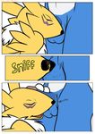  balls canine chest_tuft comic digimon duo female flamedramon fox fur male mammal nanogrrr nostrils nude penis plain_background renamon scalie sniffing tuft video_games white_background 