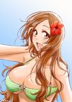  bikini bleach breasts cleavage flower inoue_orihime large_breasts long_hair mamisha neko_(a_la_fraise) orange_hair smile swimsuit 