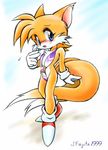  bikini blue_eyes blush canine clothed clothing crossgender female flat_chested fox fur gender_swap gloves j_fugita looking_at_viewer mammal miles_prower multiple_tails plain_background pointing pointing_at_self sega shoes skimpy solo sonic_(series) standing swimsuit white_background white_fur yellow_fur 