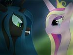 changeling crown crying equine fangs female feral friendship_is_magic green_eyes horn mammal my_little_pony nsslayer plain_background princess_cadance_(mlp) princess_cadence_(mlp) purple_eyes queen_chrysalis_(mlp) tears unicorn winged_unicorn wings 