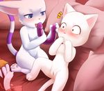  ? blue_eyes blush bow brown_eyes cat charle charle_(character) darkmirage digimon dildo double_dildo fairy_tail feline female gatomon lesbian lessons licking lying mammal pussy sex_toy tongue toy 