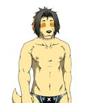  anthro biceps black_hair briefs canine dog eyes_closed fur hair kyouji labrador male mammal morenatsu muscles nipples pecs plain_background samoji smile solo speedo standing swimsuit tan_fur topless transparent_background underwear 