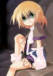  blonde_hair detached_sleeves green_eyes mizuhashi_parsee nigo_(aozoragarou) open_mouth pointy_ears puffy_sleeves short_hair short_sleeves solo touhou wide_sleeves 