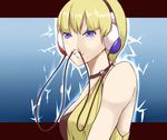  bad_id bad_pixiv_id bare_shoulders blonde_hair blue_eyes headphones kamitsure_(pokemon) nikawa_99-do nose_plug parted_lips pokemon pokemon_(game) pokemon_bw short_hair solo spark what 