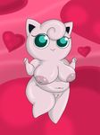  &lt;3 big_breasts big_eyes breasts chubby clitoris cyan_eyes dancing female hair huge_breasts inverted_nipples jigglypuff looking_at_viewer nintendo nipples nude on_one_leg overweight pink_background pink_hair pink_skin plain_background pointy_ears pok&#233;mon pok&eacute;mon pussy raised_hands red_background teal_sclera thick_thighs timoteihiv video_games 