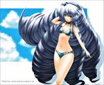  1girl bikini hair_ornament hair_ornaments kyoukai_senjou_no_horizon kyoukaisenjou_no_horizon long_hair nate_mitotsudaira neito_mitotsudaira silver_hair smile solo swimsuit tourniquet505 very_long_hair yellow_eyes 