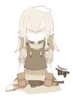  annoyed blonde_hair chibi gloves gun kirisame_marisa koukou_(climacool) no_hat no_headwear rifle sepia shotgun solo touhou weapon white_background 