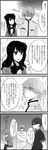  1girl 4boys 4koma bad_id bad_pixiv_id bow comic daimonji_shun flower gloom_(expression) greyscale hair_flower hair_ornament jk_(kamen_rider_fourze) kamen_rider kamen_rider_fourze_(series) long_hair monochrome multiple_boys necktie nozama_tomoko sakuta_ryuusei school_uniform smile sparkle towel translation_request utahoshi_kengo 