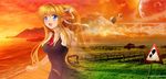  air blonde_hair campaign dream girl grass hair happy landscape scenic sky sun sunset twilight 