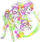  1boy bodysuit diego_velasquez elf elf_ears facial_hair glasses kyoukai_senjou_no_horizon kyoukaisenjou_no_horizon male male_focus mustache mustashe old paintbrush paper pipe pointy_ears rainbow solo 