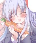  :d ^_^ animal_ears blue_hair blush bunny_ears carrot closed_eyes heart holding holding_vegetable long_hair open_mouth reisen_udongein_inaba saidou smile solo touhou 