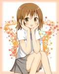  absurdres alternate_hairstyle bad_id bad_pixiv_id brown_eyes brown_hair chin_rest hands_on_own_face highres k-on! ryoutan sakuragaoka_high_school_uniform school_uniform short_hair tainaka_ritsu 