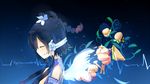  black_hair china flowers food green_eyes long_hair luo_tianyi vocaloid 