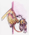  dancing feline female green_eyes leopard looking_at_viewer mammal nipple_tape nude pole pole_dancing shiverz sketch solo spiked_collar 