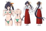  1girl bikini black_hair character_sheet female hair_ribbon high_school_dxd himejima_akeno long_hair micro_bikini ribbon smile swimsuit tie_side_bikini 