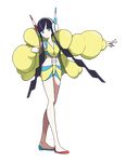  1girl absurdres blue_eyes female flats full_body gym_leader headphones highres kamitsure_(pokemon) long_hair nintendo official_art ohmura_yusuke pokemon pokemon_(game) pokemon_black_and_white_2 pokemon_bw2 puffy_jacket simple_background solo standing toe_cleavage twintails white_background 