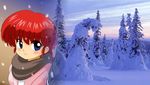  beauty blue christmas dream eyes girl hairs ice ranko ranma red snow trees 