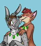  anthro blush canine donkey donkeyhike duo equine fox gay hike_(character) kami licking male mammal necklace siron tongue topless 