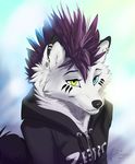  canine female heterochromia koul mammal mohawk piercing portrait solo wolf zakgor 