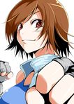  brown_hair fingerless_gloves gloves kazama_asuka kyo9999 red_eyes short_hair simple_background solo tekken white_background 