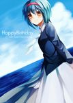  bad_id bad_pixiv_id blue_hair brown_eyes dutch_angle hairband happy_birthday little_busters! nishizono_mio shizuki_sayaka solo 